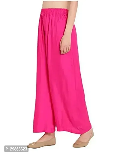 Stunning Pink Rayon Solid Palazzo For Women-thumb3