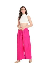 Stunning Pink Rayon Solid Palazzo For Women-thumb3