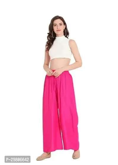 Stunning Pink Rayon Solid Palazzo For Women-thumb4