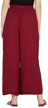 Stunning Maroon Rayon Solid Palazzo For Women-thumb2