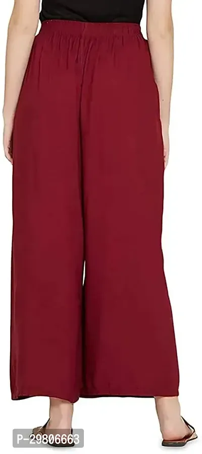 Stunning Maroon Rayon Solid Palazzo For Women-thumb3