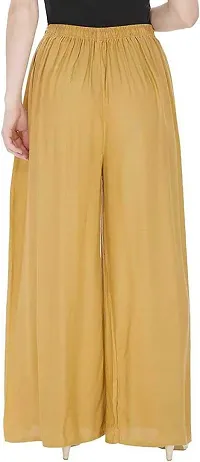 Stunning Beige Cotton Solid Palazzo For Women-thumb1