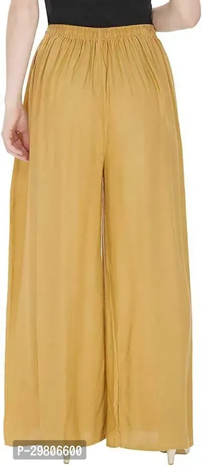 Stunning Beige Cotton Solid Palazzo For Women-thumb2