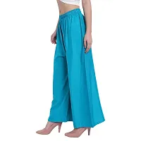 Stunning Blue Cotton Solid Palazzo For Women-thumb2