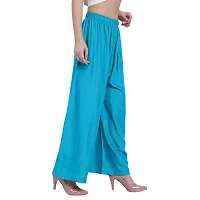 Stunning Blue Cotton Solid Palazzo For Women-thumb3