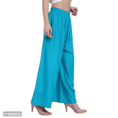 Stunning Blue Cotton Solid Palazzo For Women-thumb4