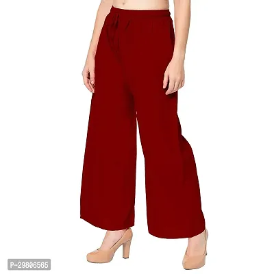 Stunning Maroon Rayon Solid Palazzo For Women-thumb0