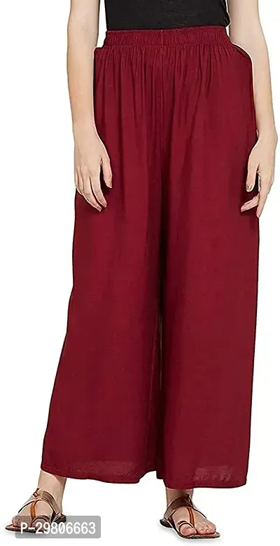 Stunning Maroon Rayon Solid Palazzo For Women-thumb0