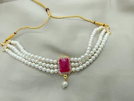 Shimmering Kundan Pearl Zirconia Jewellery Set  For Women-thumb1