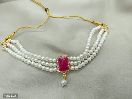 Shimmering Kundan Pearl Zirconia Jewellery Set  For Women-thumb2