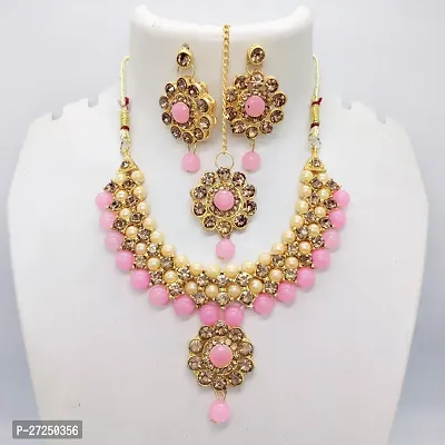 Shimmering Alloy Kundan Pearl Jewellery Set For Women-thumb0