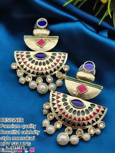 Traditional Alloy Royal Blue Earrings For Women