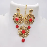 Shimmering Alloy Kundan Pearl Jewellery Set For Women-thumb1