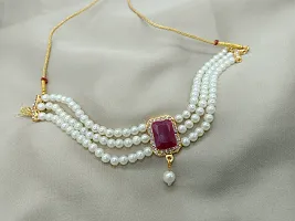 Shimmering Kundan Pearl Zirconia Jewellery Set  For Women-thumb1