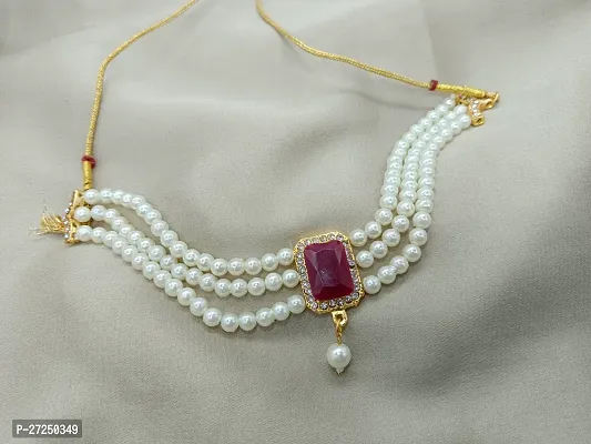 Shimmering Kundan Pearl Zirconia Jewellery Set  For Women-thumb2