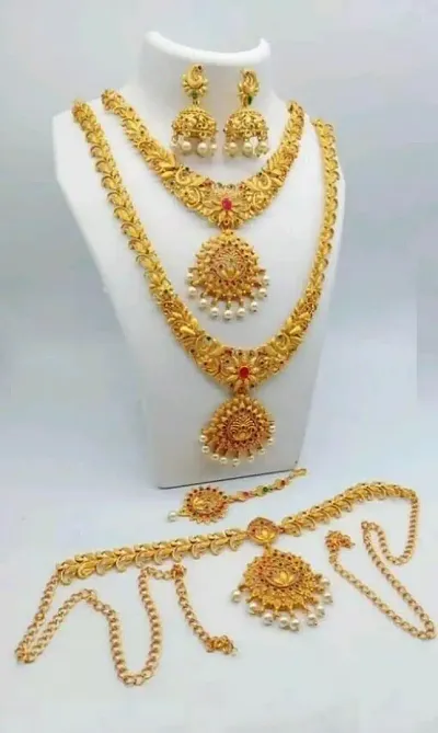 Designer Gold Plated Alloy Combo Of 2 Necklace And Earring Set