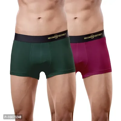 NEON SECRET Men's Underwear, IntelliSoft Antimicrobial Micro Modal Dualist  Illuminati Trunk | Men Regular Solid and Classic Trunk Snug Fit (Multicolor Combo Pack of 2)-thumb0