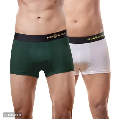 NEON SECRET Men's Underwear, IntelliSoft Antimicrobial Micro Modal Dualist  Illuminati Trunk | Men Regular Solid and Classic Trunk Snug Fit (Multicolor Combo Pack of 2)