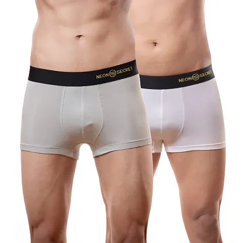 NEON SECRET Men's Underwear, IntelliSoft Antimicrobial Micro Modal Dualist & Illuminati Trunk | Men Regular Solid and Classic Trunk Snug Fit (Multicolor Combo Pack of 2)