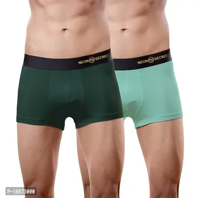 NEON SECRET Men's Underwear, IntelliSoft Antimicrobial Micro Modal Dualist  Illuminati Trunk | Men Regular Solid and Classic Trunk Snug Fit (Multicolor Combo Pack of 2)