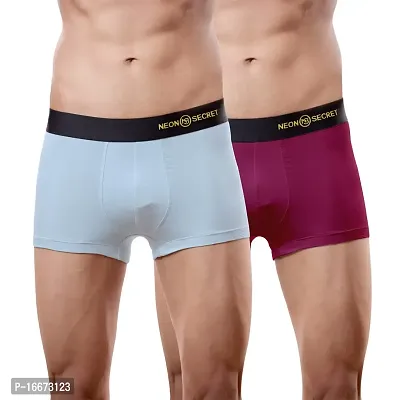 NEON SECRET Men's Underwear, IntelliSoft Antimicrobial Micro Modal Dualist  Illuminati Trunk | Men Regular Solid and Classic Trunk Snug Fit (Multicolor Combo Pack of 2)-thumb0