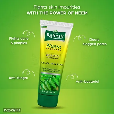 Torque Refresh Neem Face Wash for Acne  Pimples |Pure Neem Extract |Cleanses and Soothes skin| Suitable For All Skin Types 100ml (Pack of 2)-thumb3