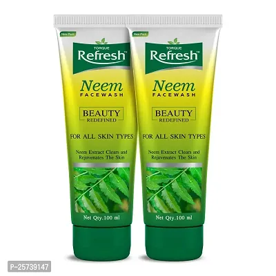 Torque Refresh Neem Face Wash for Acne  Pimples |Pure Neem Extract |Cleanses and Soothes skin| Suitable For All Skin Types 100ml (Pack of 2)