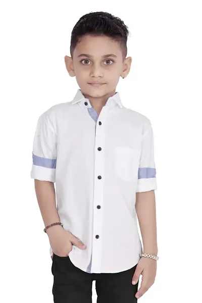 Roshni Fash Trendding Casual Kids Boys Shirt (6-7 Years, White)