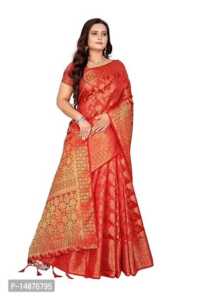 Codeviser Women's Silk Saree With Blouse Piece (Codeviser_Red)-thumb3