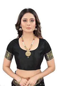 codeviser Designer Sarees Women's Banarasi Cotton Silk Saree With Blouse Piece (BLACK)-thumb4