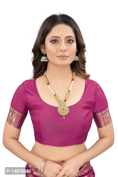 codeviser Designer Sarees Women's Banarasi Cotton Silk Saree With Blouse Piece (PINK)-thumb5