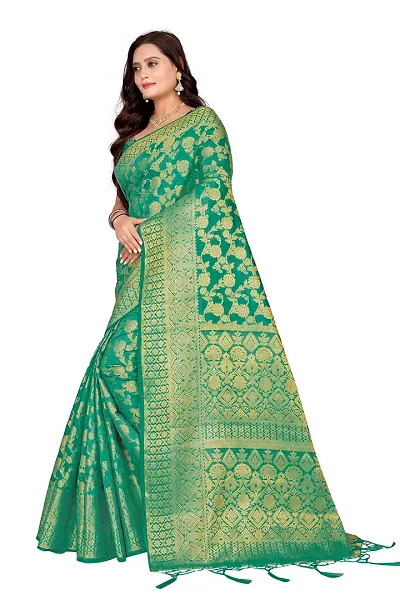 Roshni Fash Women's Kanjeevaram Silk Saree With Blouse Piece (green)