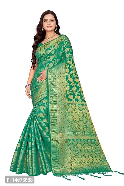 Codeviser Women's Silk Saree With Blouse Piece (Codeviser_Green)-thumb2