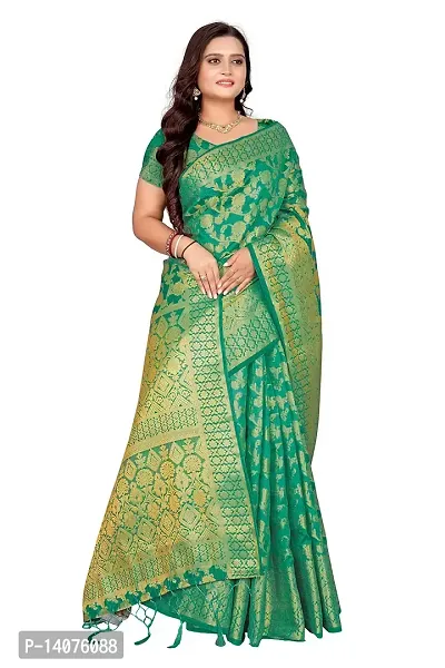 Codeviser Women's Silk Saree With Blouse Piece (Codeviser_Green)-thumb3