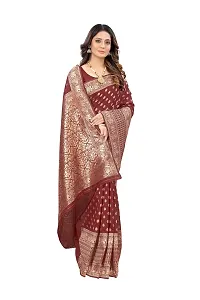 codeviser Designer Sarees Women's Banarasi Cotton Silk Saree With Blouse Piece (MAROON)-thumb2