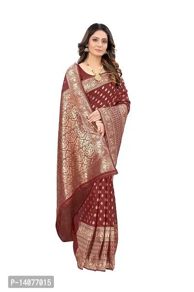 codeviser Designer Sarees Women's Banarasi Cotton Silk Saree With Blouse Piece (MAROON)-thumb3