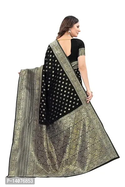 codeviser Designer Sarees Women's Banarasi Cotton Silk Saree With Blouse Piece (BLACK)-thumb3