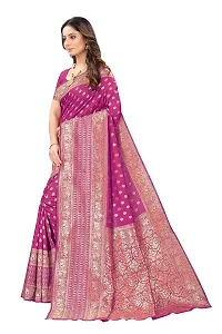 codeviser Designer Sarees Women's Banarasi Cotton Silk Saree With Blouse Piece (PINK)-thumb1