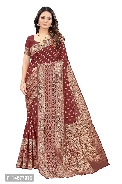 codeviser Designer Sarees Women's Banarasi Cotton Silk Saree With Blouse Piece (MAROON)