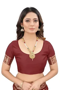 codeviser Designer Sarees Women's Banarasi Cotton Silk Saree With Blouse Piece (MAROON)-thumb4