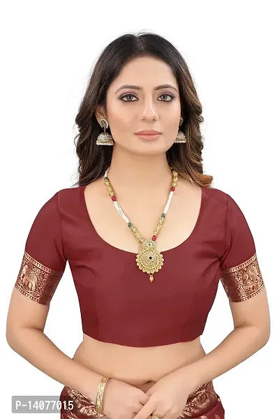 codeviser Designer Sarees Women's Banarasi Cotton Silk Saree With Blouse Piece (MAROON)-thumb5