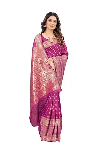 codeviser Designer Sarees Women's Banarasi Cotton Silk Saree With Blouse Piece (PINK)-thumb2