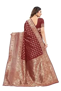 codeviser Designer Sarees Women's Banarasi Cotton Silk Saree With Blouse Piece (MAROON)-thumb3