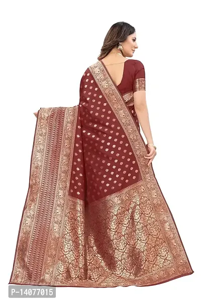 codeviser Designer Sarees Women's Banarasi Cotton Silk Saree With Blouse Piece (MAROON)-thumb4