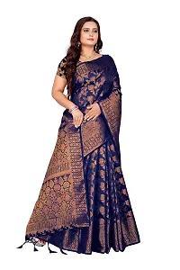 Codeviser Women's Silk Saree With Blouse Piece (Codeviser_Navy Blue)-thumb2