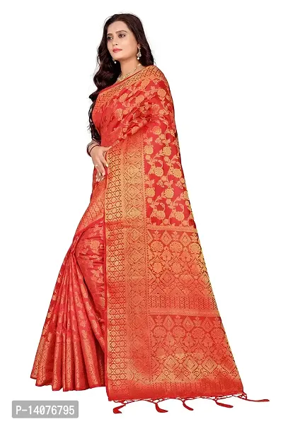 Codeviser Women's Silk Saree With Blouse Piece (Codeviser_Red)-thumb2