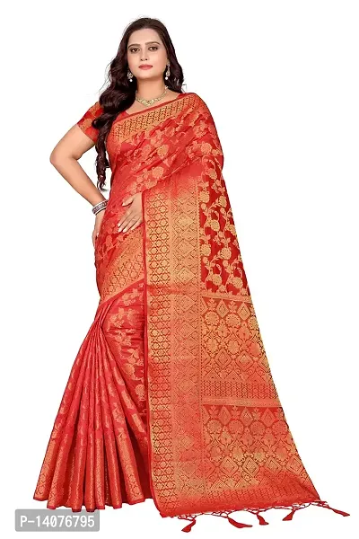 Codeviser Women's Silk Saree With Blouse Piece (Codeviser_Red)