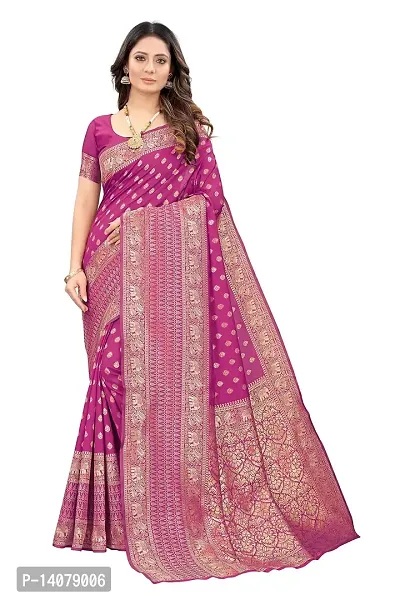 codeviser Designer Sarees Women's Banarasi Cotton Silk Saree With Blouse Piece (PINK)