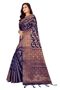 Codeviser Women's Silk Saree With Blouse Piece (Codeviser_Navy Blue)-thumb1