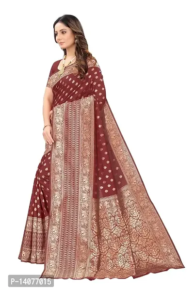 codeviser Designer Sarees Women's Banarasi Cotton Silk Saree With Blouse Piece (MAROON)-thumb2